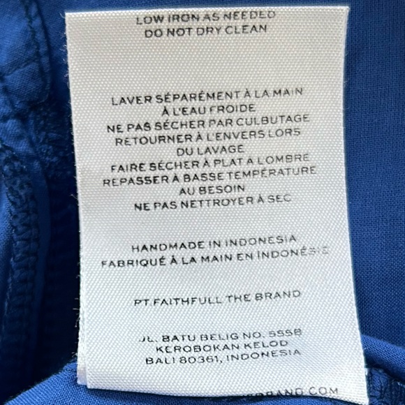 Faithfull the Brand Royal Blue Mantra plunging V-neck cotton Cover Up Dress Sz L - Picture 15 of 16